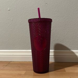 Starbucks Dark Pink Studded 24 oz Tumblr